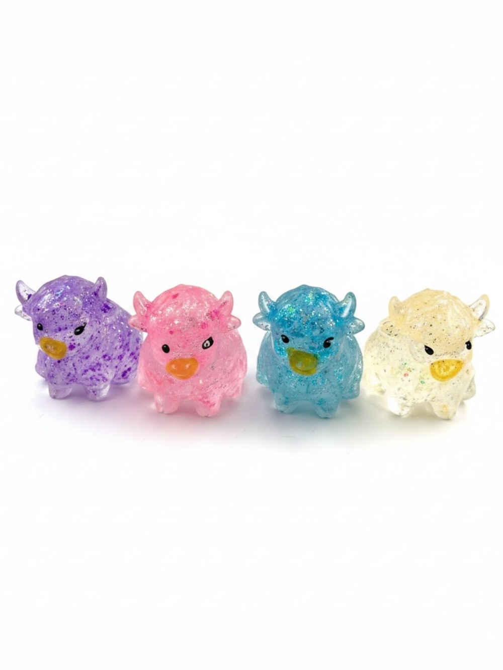 New BUNDLE of 2 Highland Cow Glitter Sugar Squishes Sensory‎ Viral Hard to Find